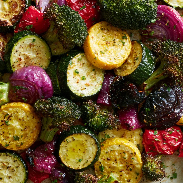 A plate of crispy air fryer roasted vegetables, vibrant and healthy.