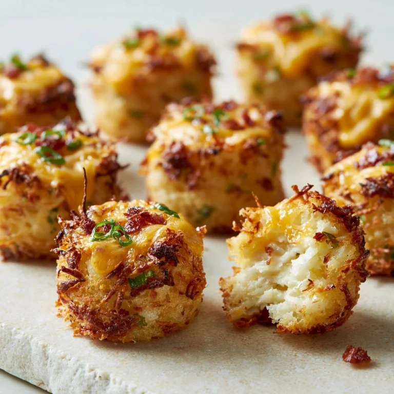 Crispy loaded hashbrown bites served on a plate