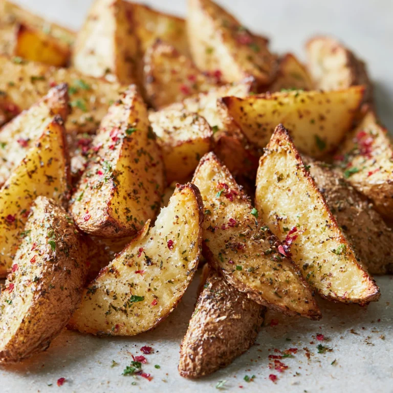 Crispy potato wedges served with dipping sauce on a plate