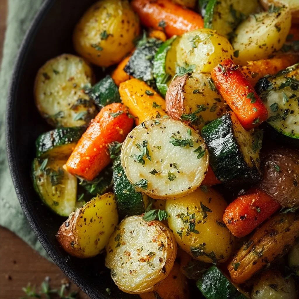 Garlic Herb Roasted Potatoes, Carrots, and Zucchini