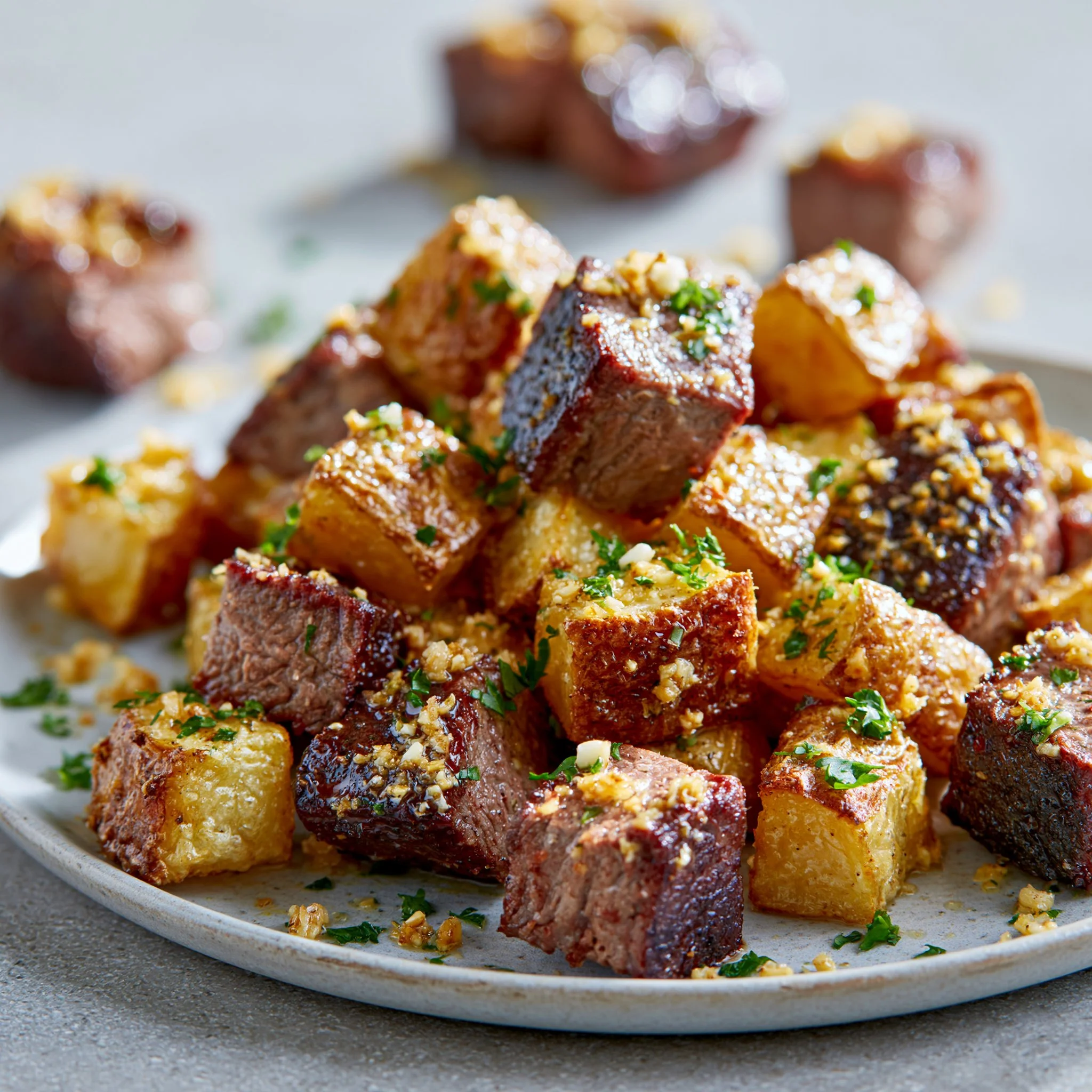 Garlic Steak Bites and Potatoes
