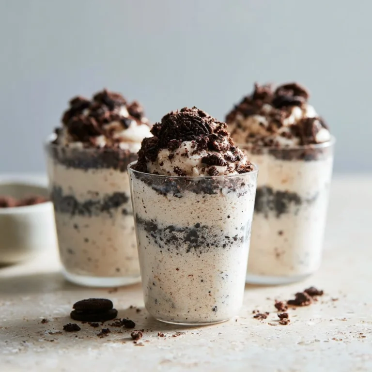Delicious homemade Oreo Mousse dessert in a glass