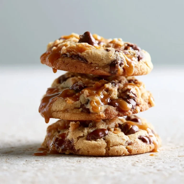 Peanut Butter Chocolate Caramel Cookies on a plate