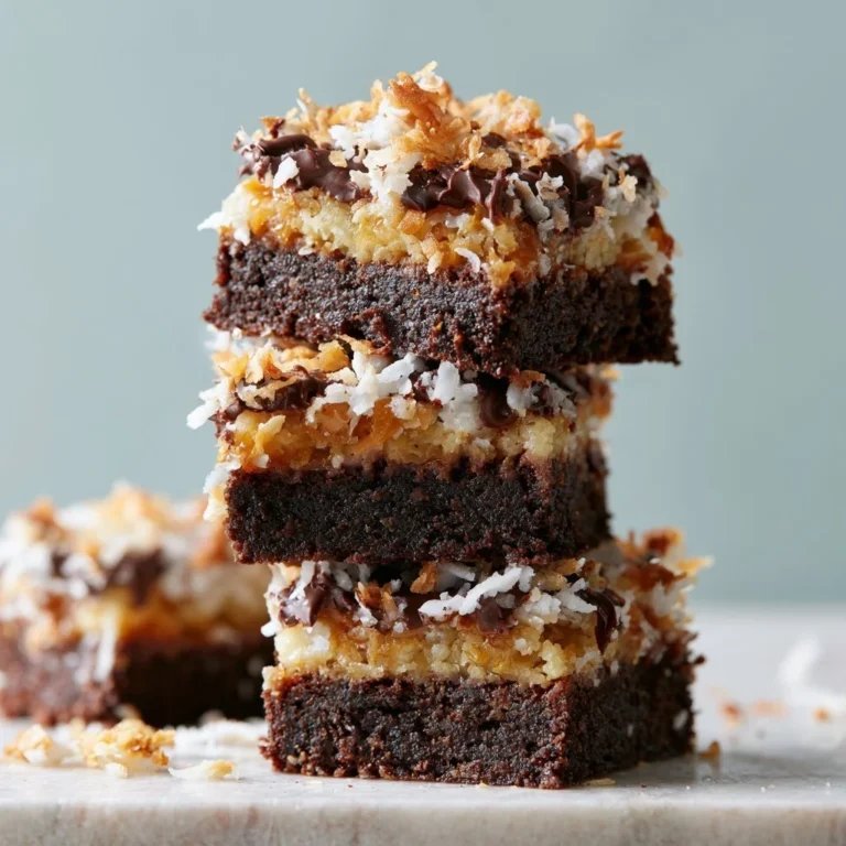 Decadent Samoa Brownies topped with caramel and coconut
