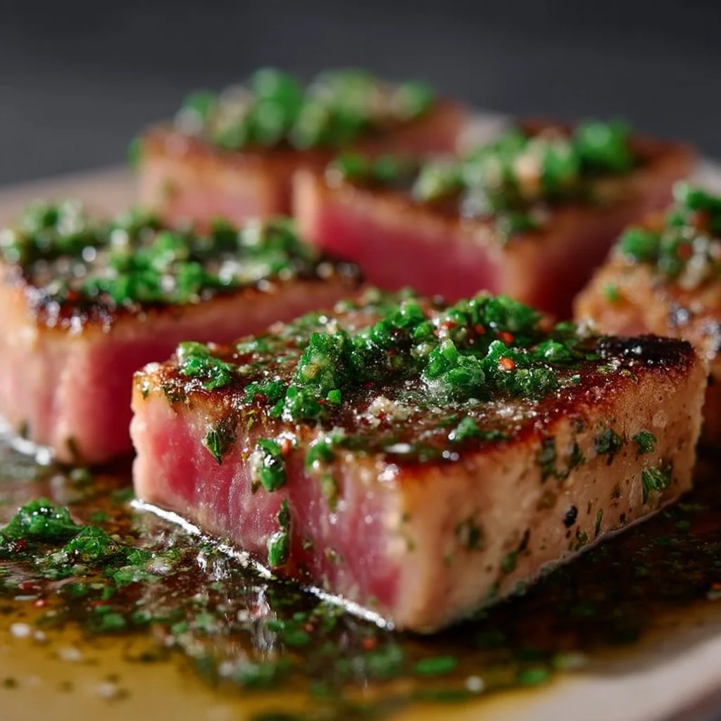 Seared Tuna Steaks with Garlic Herb Butter
