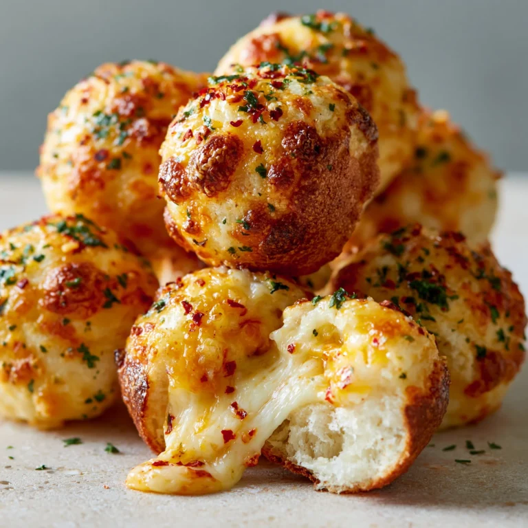 Spicy Cheesy Garlic Pizza Bombs with gooey cheese and garlic flavor