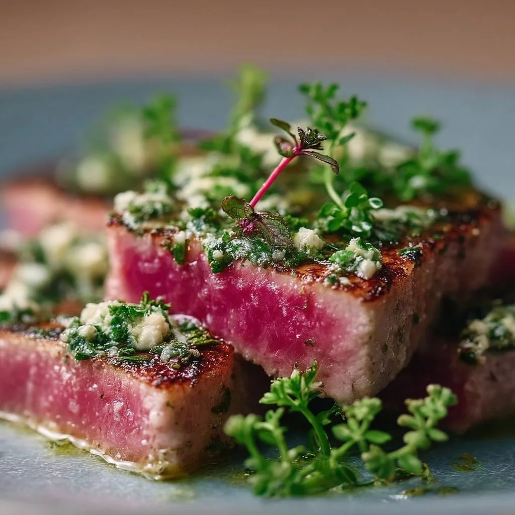 Seared Tuna Steaks with Garlic Herb Butter