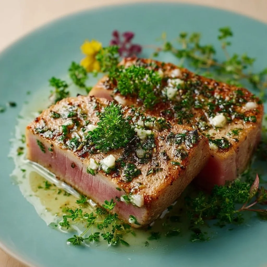 Seared Tuna Steaks with Garlic Herb Butter